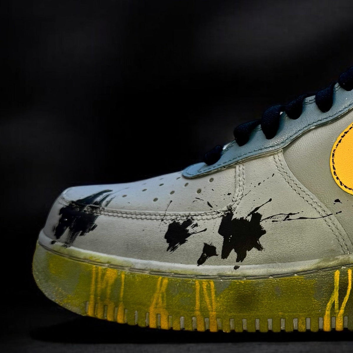 Hand-Painted Grime Yellow Air Force 1 Trainers | Custom UK Sneakers (Made to Order)