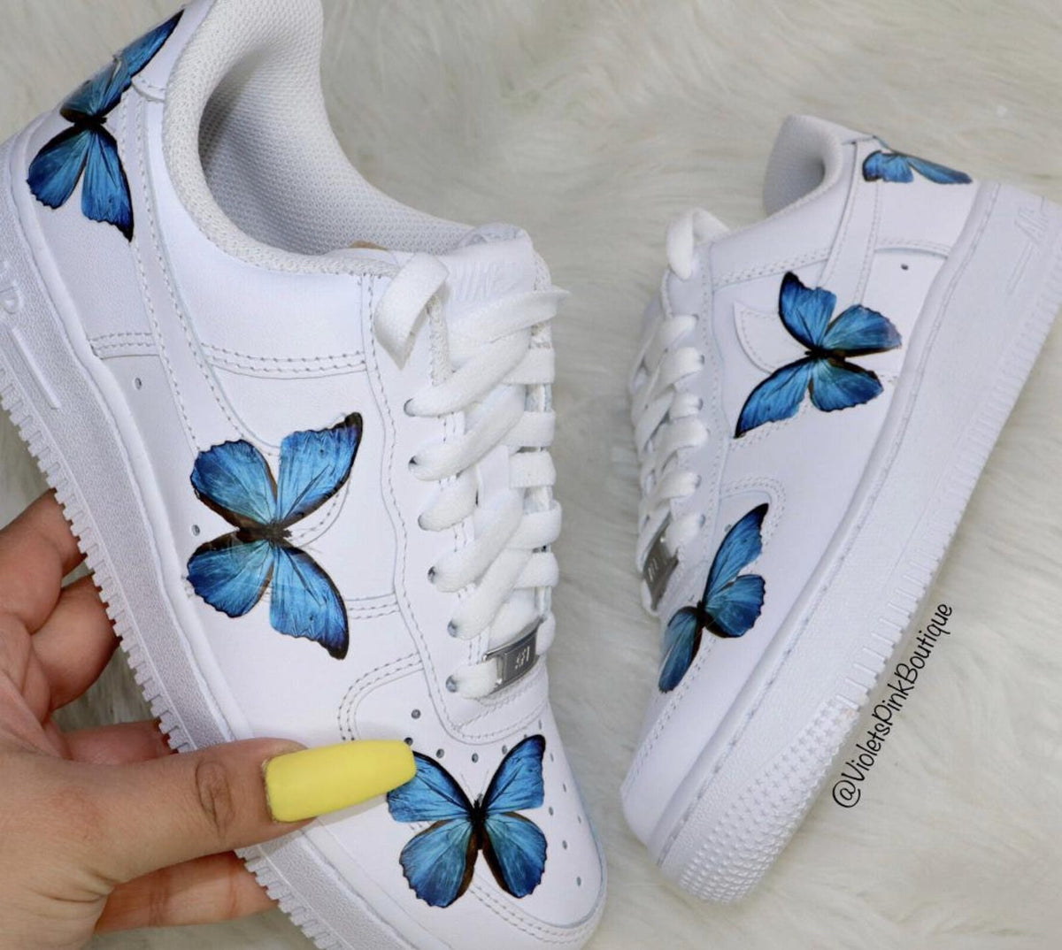 Nike Custom Women's Shoes Butterfly Nike Air Force One Blue Butterflies Women's Custom Butterfly Sneakers