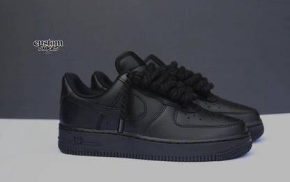 Custom AF1, Black AF1, Rope laces af1 , Black AF1 with Rope Laces, Personalized AF1 with Rope Lace, Custom Air Force 1