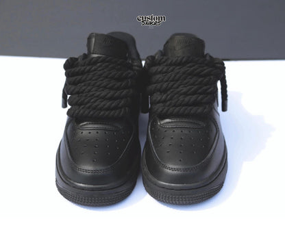 Custom AF1, Black AF1, Rope laces af1 , Black AF1 with Rope Laces, Personalized AF1 with Rope Lace, Custom Air Force 1