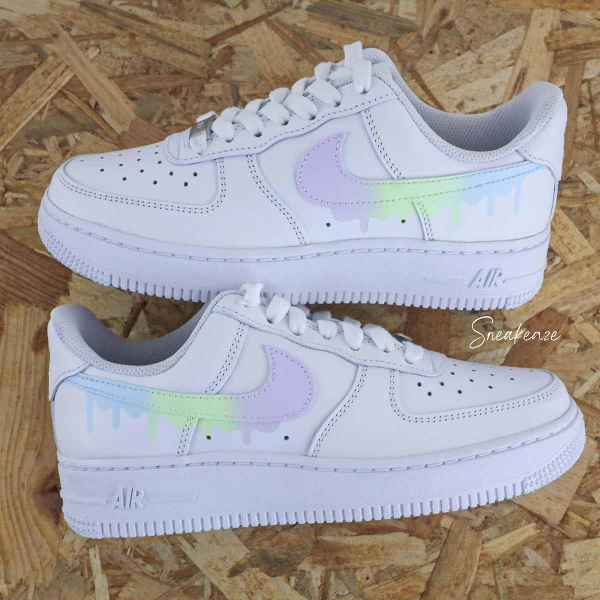Custom Air Force 1 Drip sneakers pastel gradient flowing effect unisex