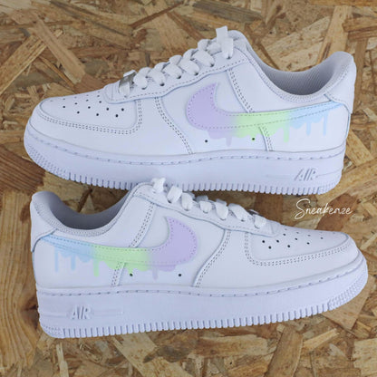 Custom Air Force 1 Drip sneakers pastel gradient flowing effect unisex