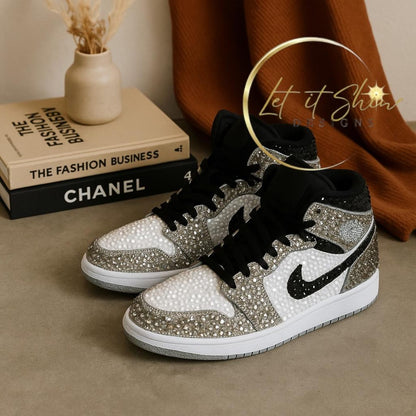 Rhinestone Jordan 1 Mids – Custom Bling Sneakers