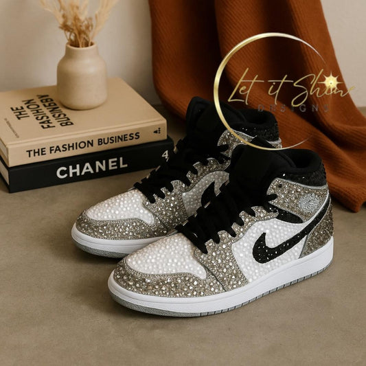 Rhinestone Jordan 1 Mids – Custom Bling Sneakers