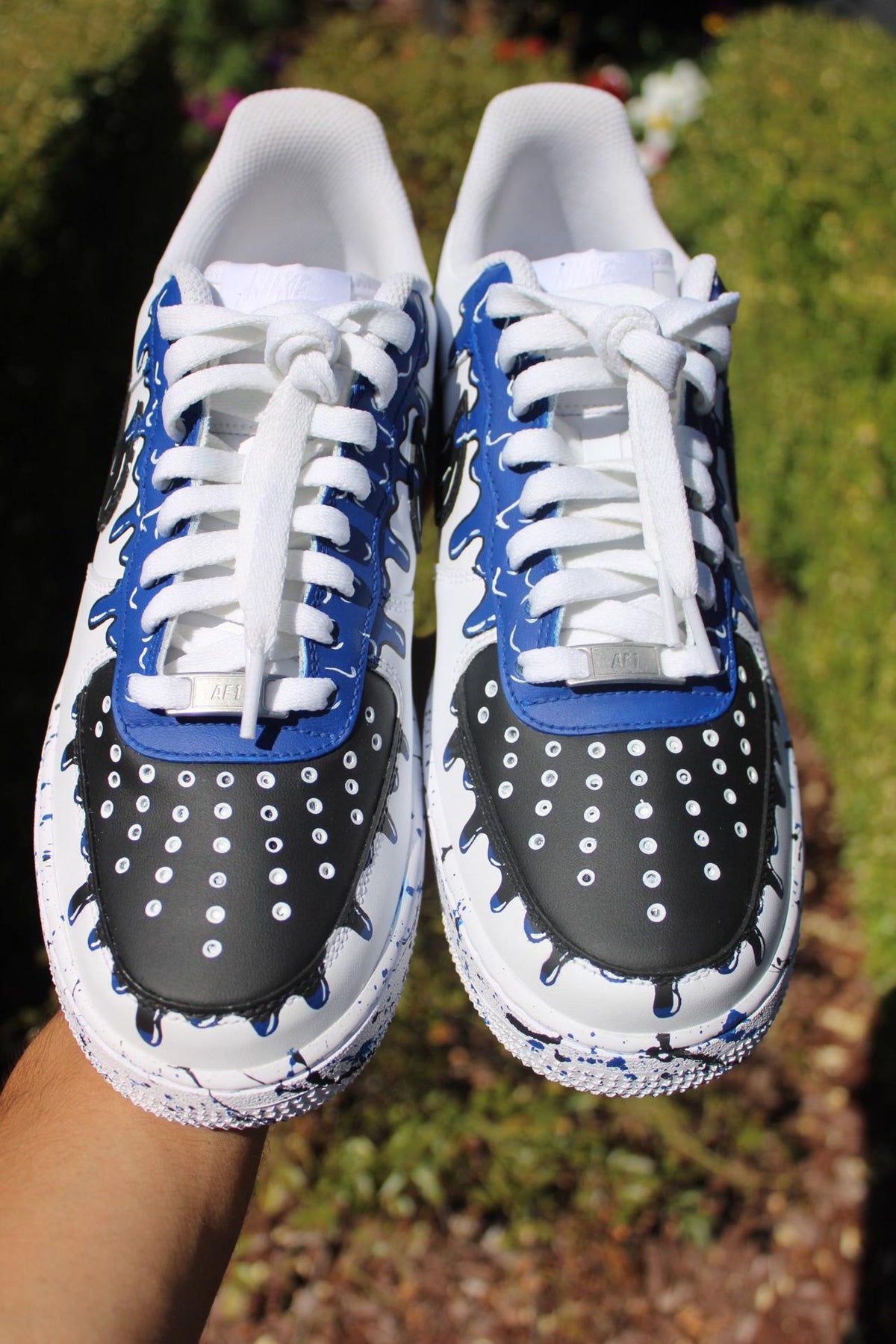 Custom Air Force 1 Drip Shoes - Hand Painted AF1 Blue Sneakers - Unique Streetwear Gift - Made to Order Custom Nikes