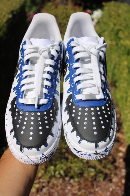 Custom Air Force 1 Drip Shoes - Hand Painted AF1 Blue Sneakers - Unique Streetwear Gift - Made to Order Custom Nikes