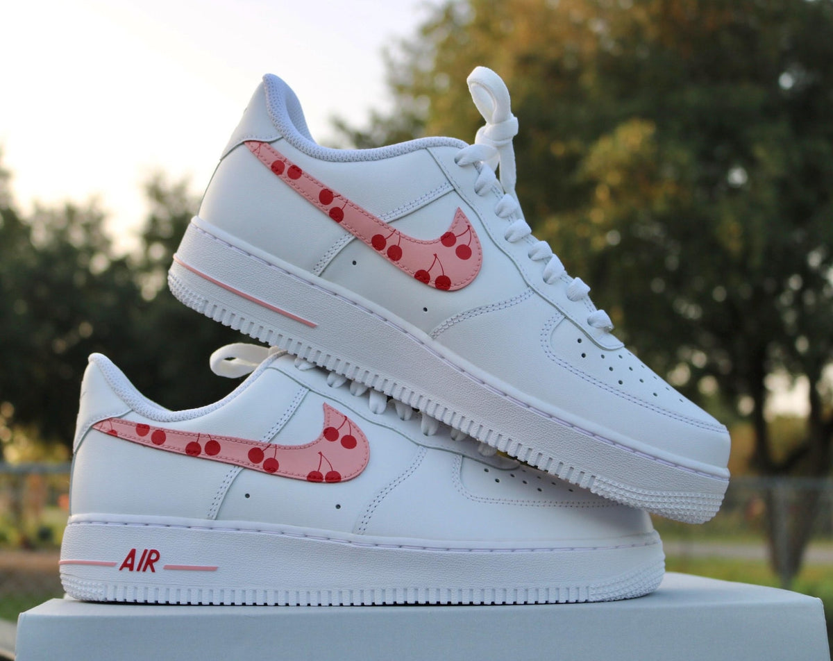 Custom Cherry Af1, Pink & Red Cherries, Womens Red and Pink Sneakers, Personalized Air Force One, Gift for Her, Air Force 1 Customs