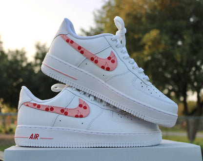 Custom Cherry Af1, Pink & Red Cherries, Womens Red and Pink Sneakers, Personalized Air Force One, Gift for Her, Air Force 1 Customs