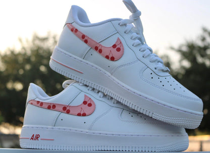 Custom Cherry Af1, Pink & Red Cherries, Womens Red and Pink Sneakers, Personalized Air Force One, Gift for Her, Air Force 1 Customs