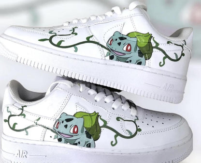 Air Force Custom Pokémon Nike Air Force 1s Bulbasaur Sneakers Women's Shoes Gifts On Sale Gifts For Her