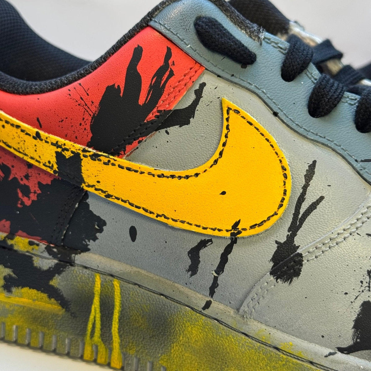Hand-Painted Grime Yellow Air Force 1 Trainers | Custom UK Sneakers (Made to Order)