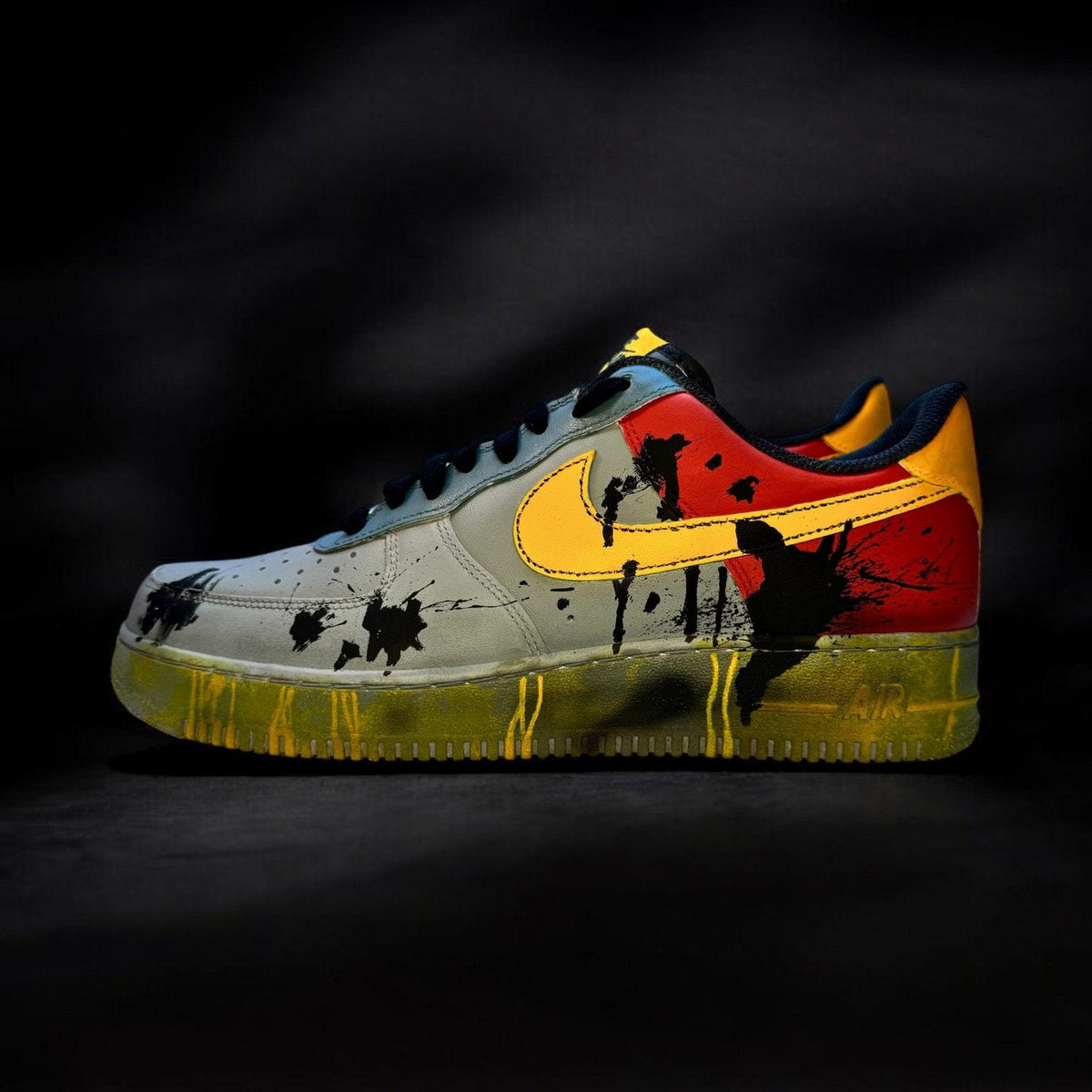 Hand-Painted Grime Yellow Air Force 1 Trainers | Custom UK Sneakers (Made to Order)
