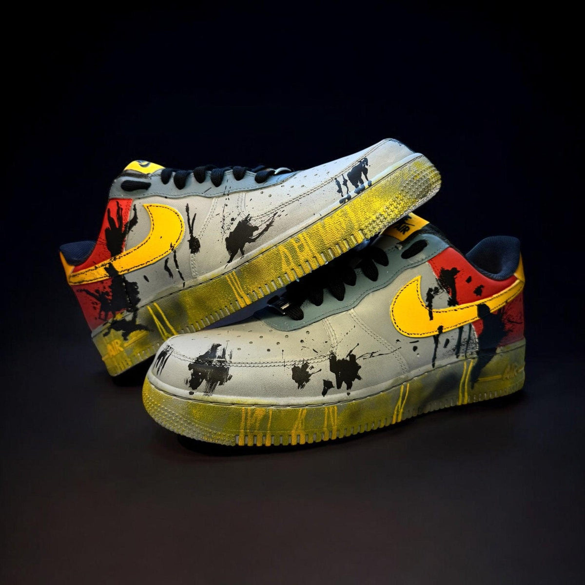 Hand-Painted Grime Yellow Air Force 1 Trainers | Custom UK Sneakers (Made to Order)