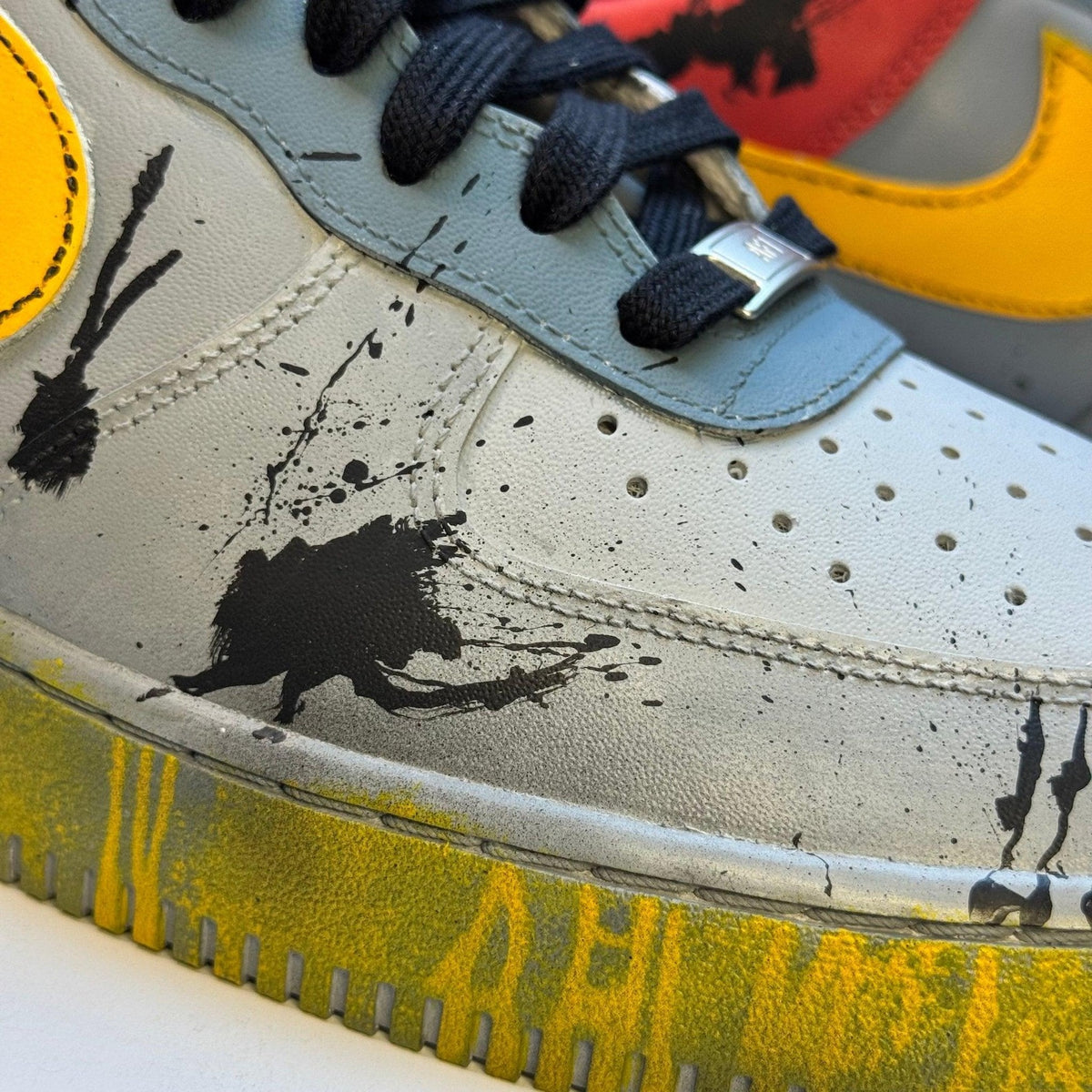Hand-Painted Grime Yellow Air Force 1 Trainers | Custom UK Sneakers (Made to Order)