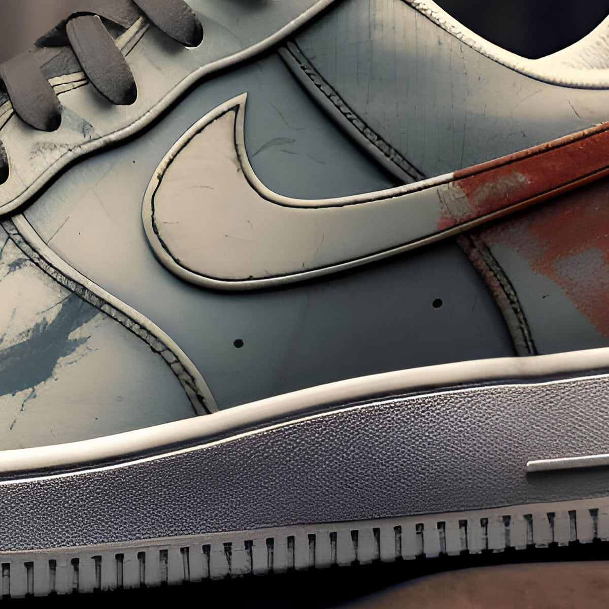 Hand-Painted Post-Apocalyptic Air Force 1 Trainers | Distressed AF1 Sneakers (Made to Order)