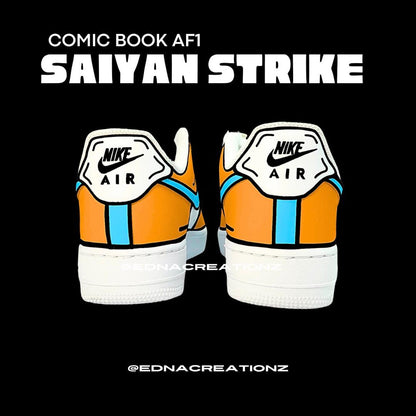 Comic Book Cartoon Line Handpainted Custom Nike Airforce 1 Sneaker Orange Dragon Ball Colour with Personalized Name Best Gift for Him