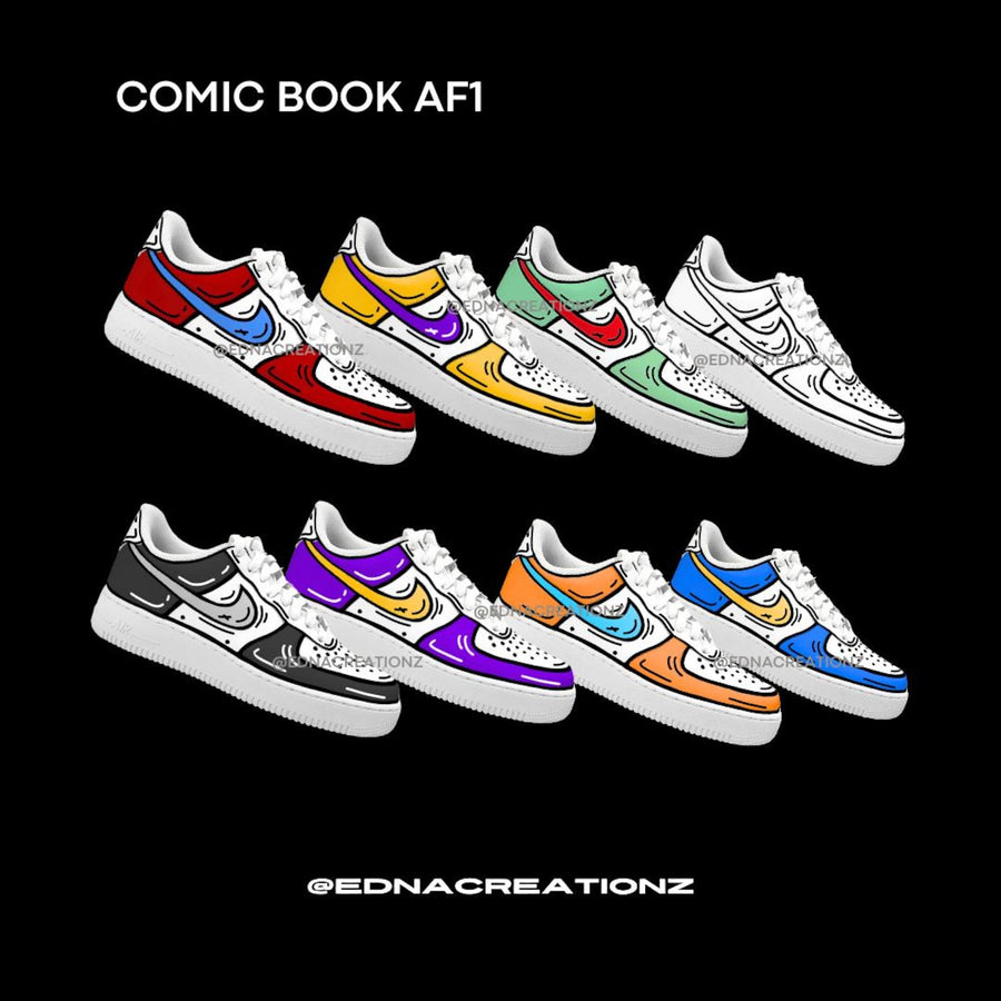 Comic Book Cartoon Line Handpainted Custom Nike Airforce 1 Sneaker Orange Dragon Ball Colour with Personalized Name Best Gift for Him