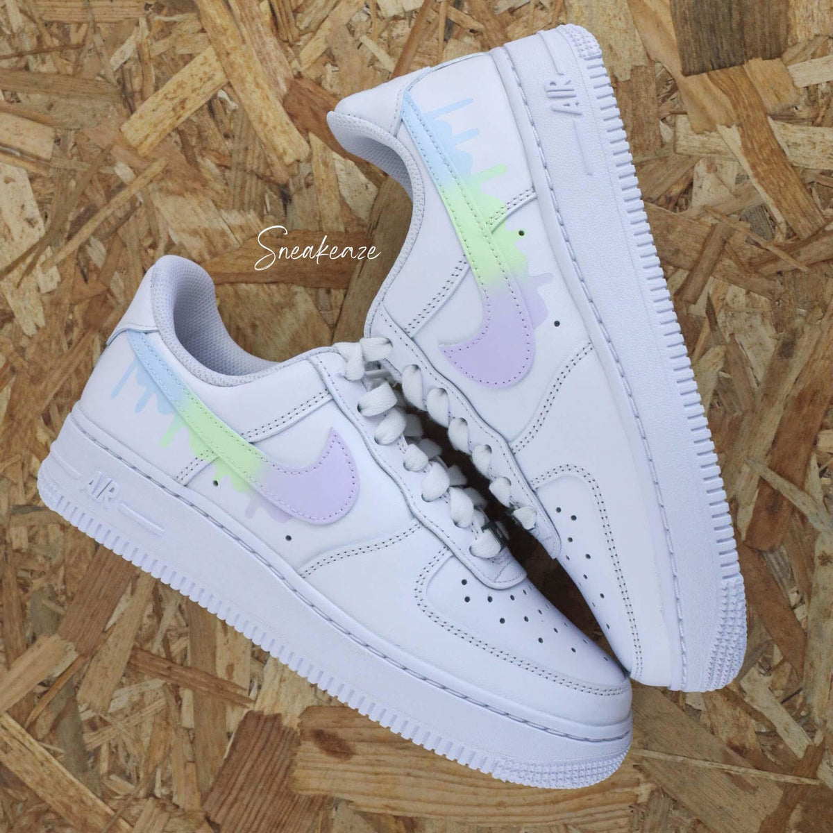 Custom Air Force 1 Drip sneakers pastel gradient flowing effect unisex