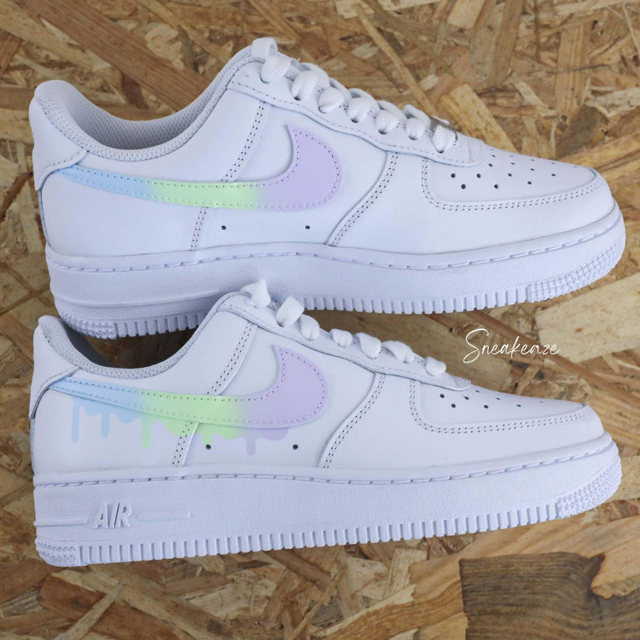 Custom Air Force 1 Drip sneakers pastel gradient flowing effect unisex