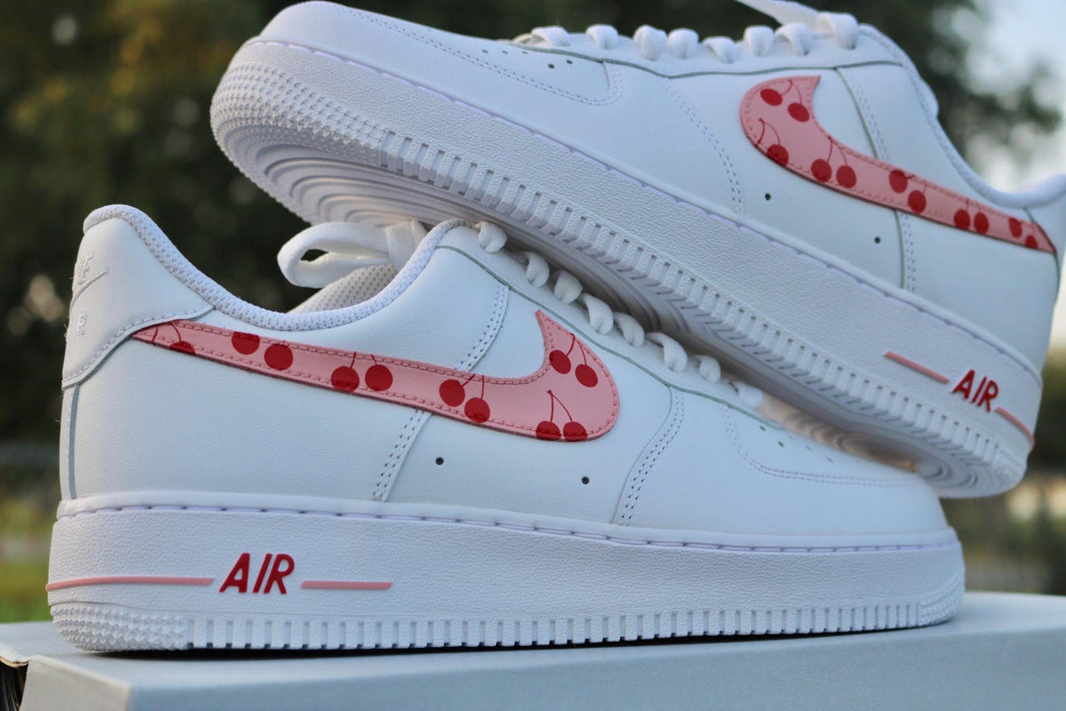 Custom Cherry Af1, Pink & Red Cherries, Womens Red and Pink Sneakers, Personalized Air Force One, Gift for Her, Air Force 1 Customs