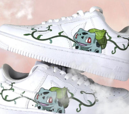 Air Force Custom Pokémon Nike Air Force 1s Bulbasaur Sneakers Women's Shoes Gifts On Sale Gifts For Her
