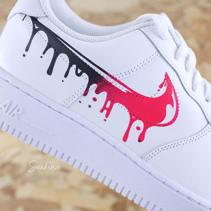 Air Force 1 custom Drip gradient neon pink and black color AF1 sneakers personalized flowing effect unisex
