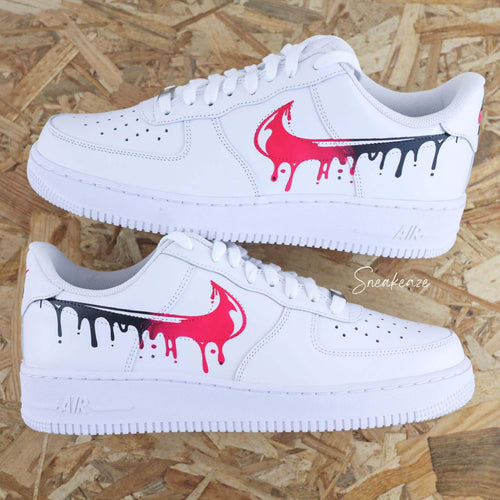 Air Force 1 custom Drip gradient neon pink and black color AF1 sneakers personalized flowing effect unisex