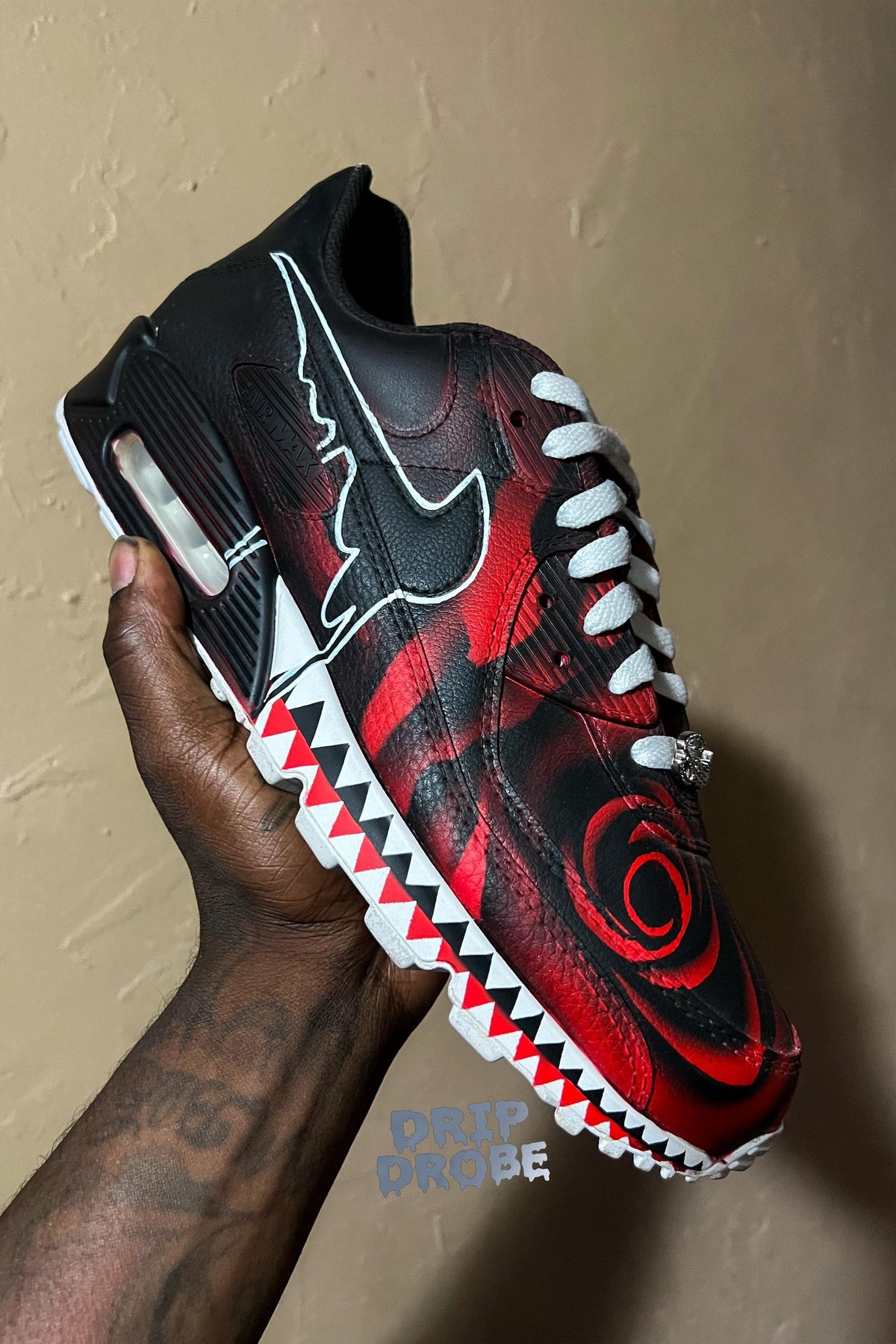 Custom 'Roses' AM 90 – Hand-Painted Floral Design – Unique Custom Sneakers – Vibrant Custom Sneakers