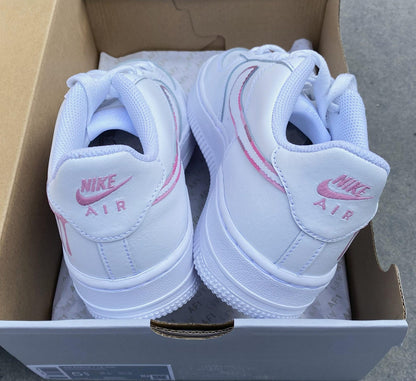 Air force 1, Nike Custom Sneakers, Pink Color Drip, Burgundy Swooshes, Personalized Shoes, Barbie Pink