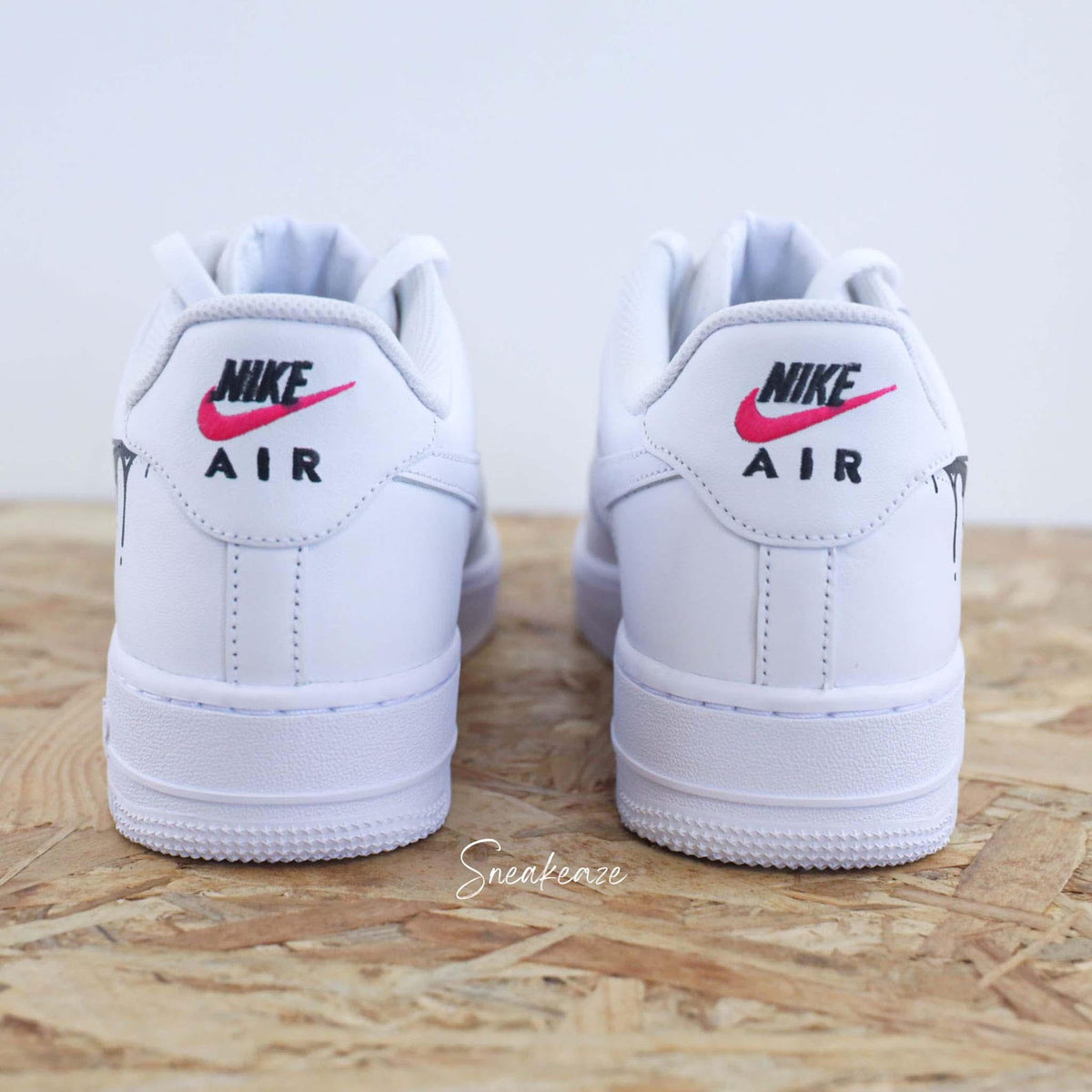 Air Force 1 custom Drip gradient neon pink and black color AF1 sneakers personalized flowing effect unisex