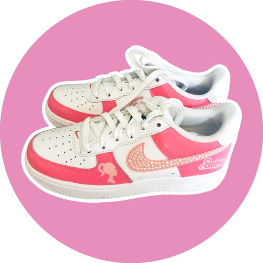 Custom Barbie Nike Air Force 1 Shoes | Hand-Painted Pink Bling Barbie Sneakers | Personalized AF1 | Trendy Girly Streetwear | Gift for Her