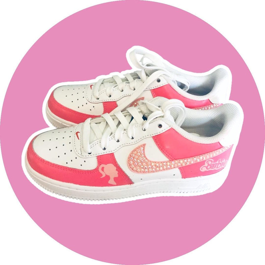 Custom Barbie Nike Air Force 1 Shoes | Hand-Painted Pink Bling Barbie Sneakers | Personalized AF1 | Trendy Girly Streetwear | Gift for Her