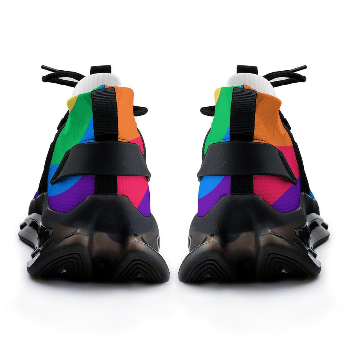 Rainbow Wave Men's Sneakers: UV Printed Athletic Shoes