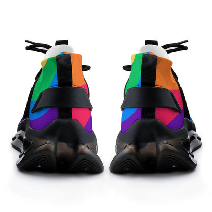 Rainbow Wave Men's Sneakers: UV Printed Athletic Shoes