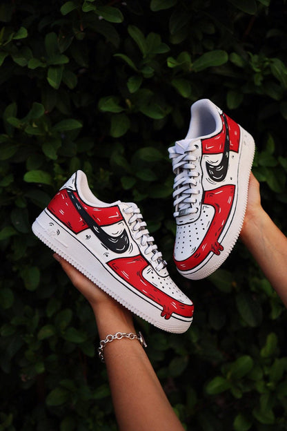 Custom Red Cartoon Drip Air Force 1, Custom Air Force 1, Custom Red Air Force 1, Custom Cartoon Air Force 1, All Sizes Available