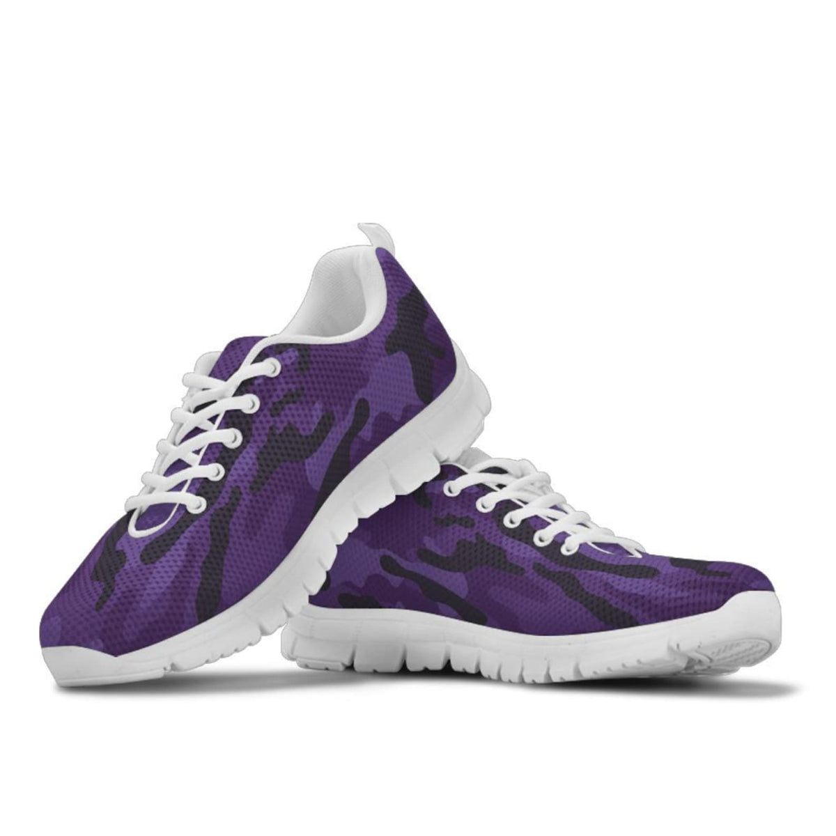 Dark Purple Camouflage Shoes, Unisex Men's Women's Camo Sneakers, Mens Womens Camouflage Sneakers, Athletic Running Shoes Casual Footwear