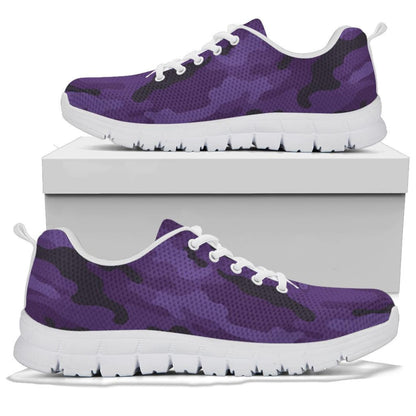 Dark Purple Camouflage Shoes, Unisex Men's Women's Camo Sneakers, Mens Womens Camouflage Sneakers, Athletic Running Shoes Casual Footwear