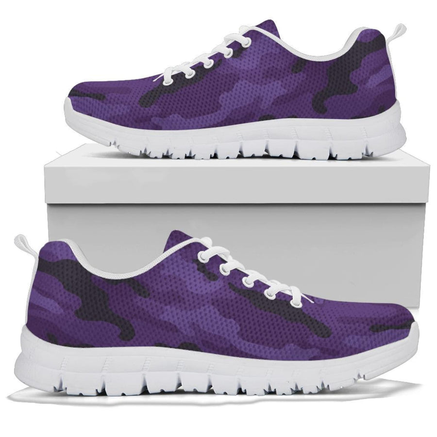 Dark Purple Camouflage Shoes, Unisex Men's Women's Camo Sneakers, Mens Womens Camouflage Sneakers, Athletic Running Shoes Casual Footwear