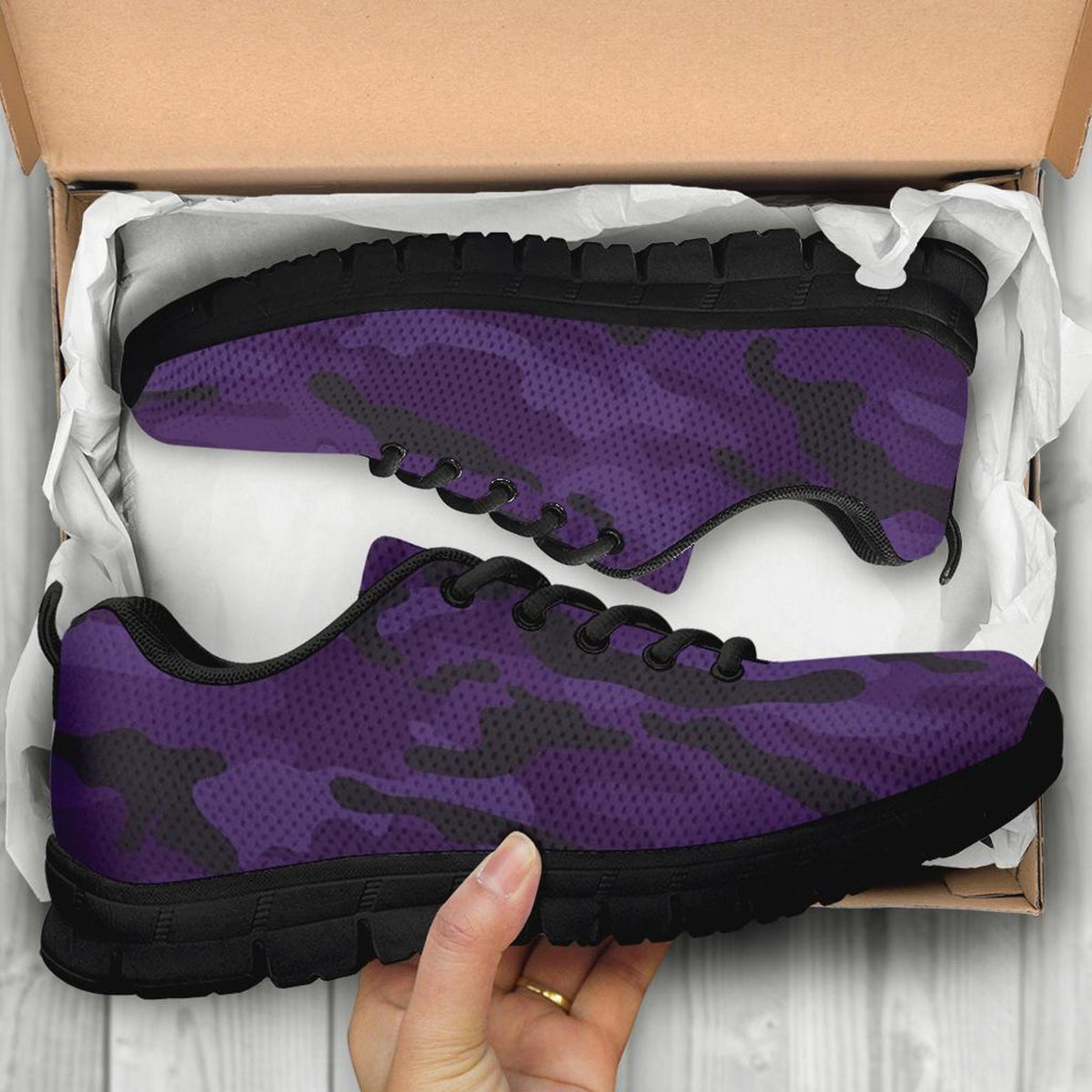 Dark Purple Camouflage Shoes, Unisex Men's Women's Camo Sneakers, Mens Womens Camouflage Sneakers, Athletic Running Shoes Casual Footwear