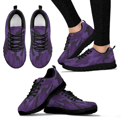 Dark Purple Camouflage Shoes, Unisex Men's Women's Camo Sneakers, Mens Womens Camouflage Sneakers, Athletic Running Shoes Casual Footwear