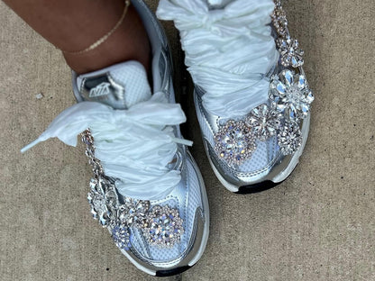 CUSTOM Jewleded women’s sneakers Silver & gold