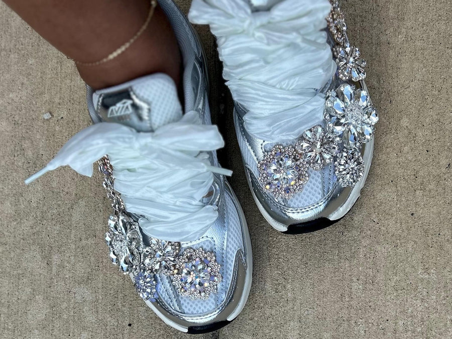 CUSTOM Jewleded women’s sneakers Silver & gold