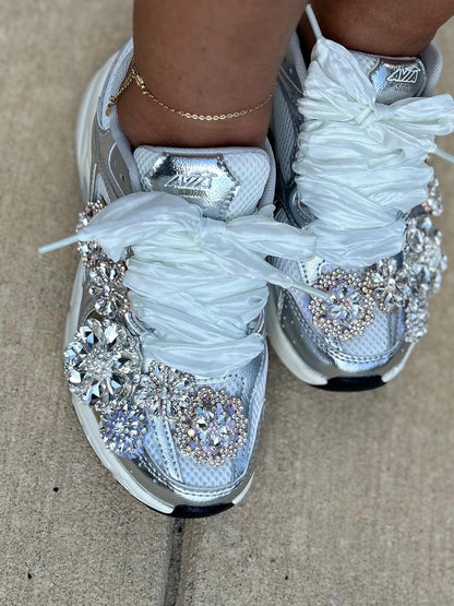 CUSTOM Jewleded women’s sneakers Silver & gold