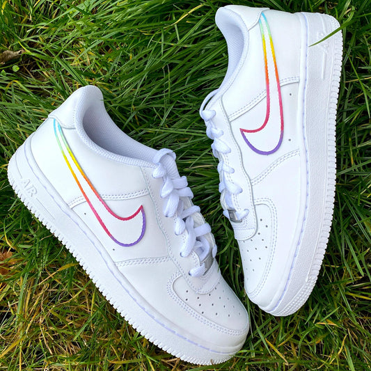 Nike air force 1, Custom Rainbow Sneakers, Pastel Colors, Purple Lilac, Pink, Yellow Orange, Mint Green, Wedding shoes, Anniversary Gift