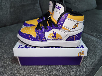Los Angeles Basketball Team Sneakers for Men & Women Team Themed Basketball Sport Shoes Custom Sneakers LA Purple Gold Sneakers Gifts Unisex