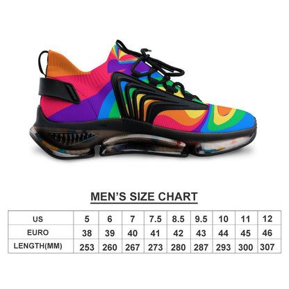 Rainbow Wave Men's Sneakers: UV Printed Athletic Shoes