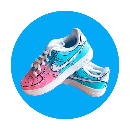 Pink and Blue Comic Book Nike Air Force 1 | Custom Hand Painted AF1 | Pop Art Cartoon Sneakers | Unique Gift for Her or Him | Trendy Custom