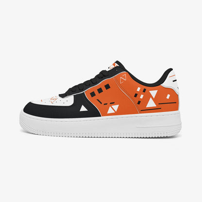Orange & Black Futuristic Robotic Low-Top Sneakers – Sci-Fi Tactical Gamer Shoes