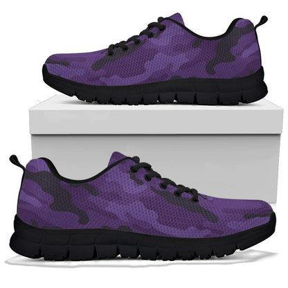 Dark Purple Camouflage Shoes, Unisex Men's Women's Camo Sneakers, Mens Womens Camouflage Sneakers, Athletic Running Shoes Casual Footwear