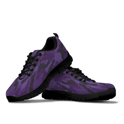 Dark Purple Camouflage Shoes, Unisex Men's Women's Camo Sneakers, Mens Womens Camouflage Sneakers, Athletic Running Shoes Casual Footwear